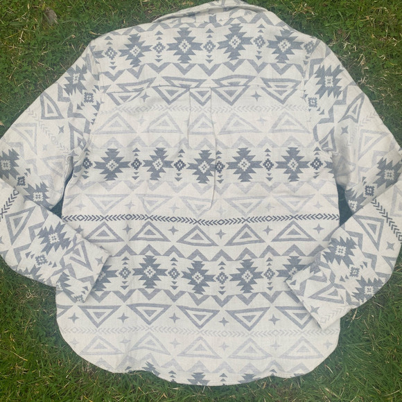 NWT FAHERTY X Doug Good Feather Organic Cotton Overshirt In Ivory North Star(S) - Picture 5 of 13